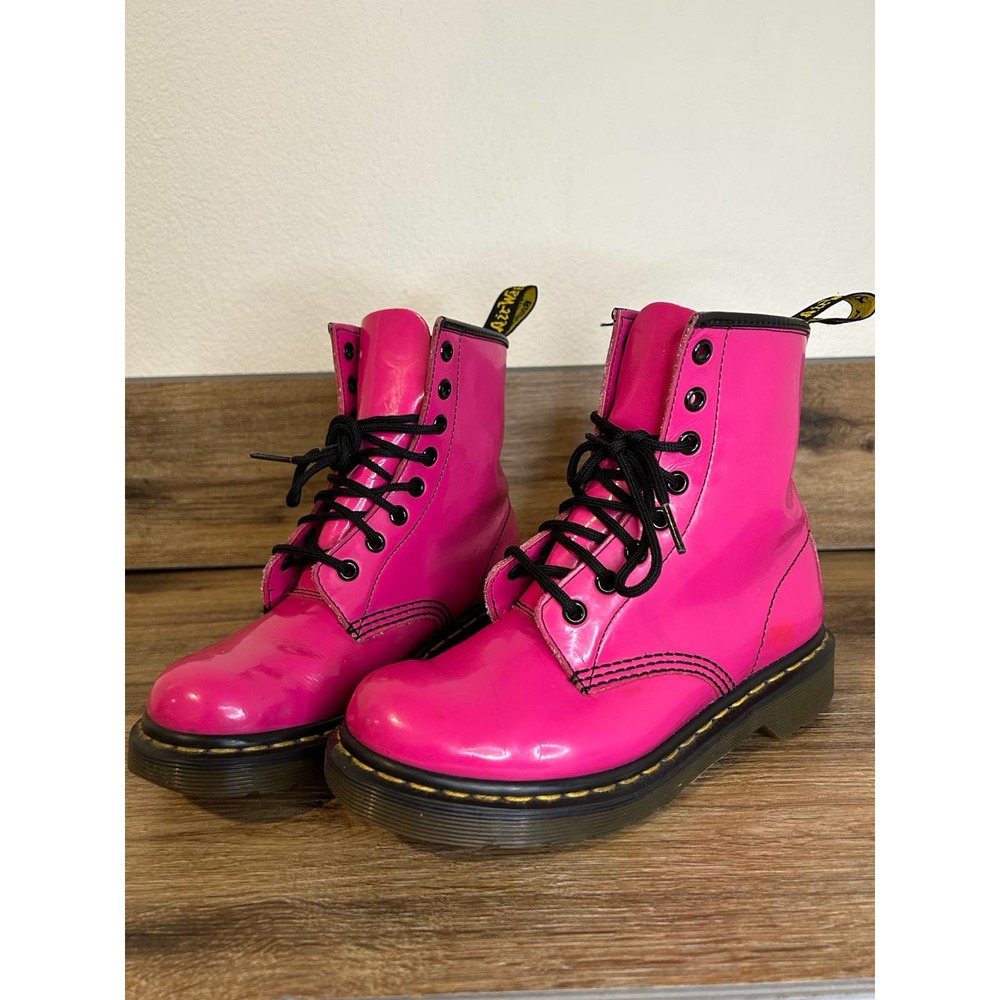 Dr. Martens Hot Pink Patent Leather Combat Boots